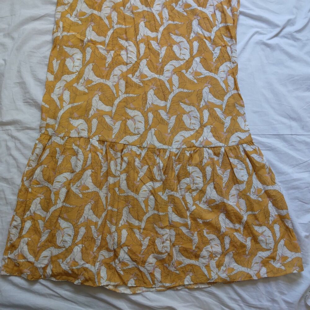 Nine West Textured Tiered Dress Sleeveless Yellow Summer Lined Womens Large - Picture 5 of 14